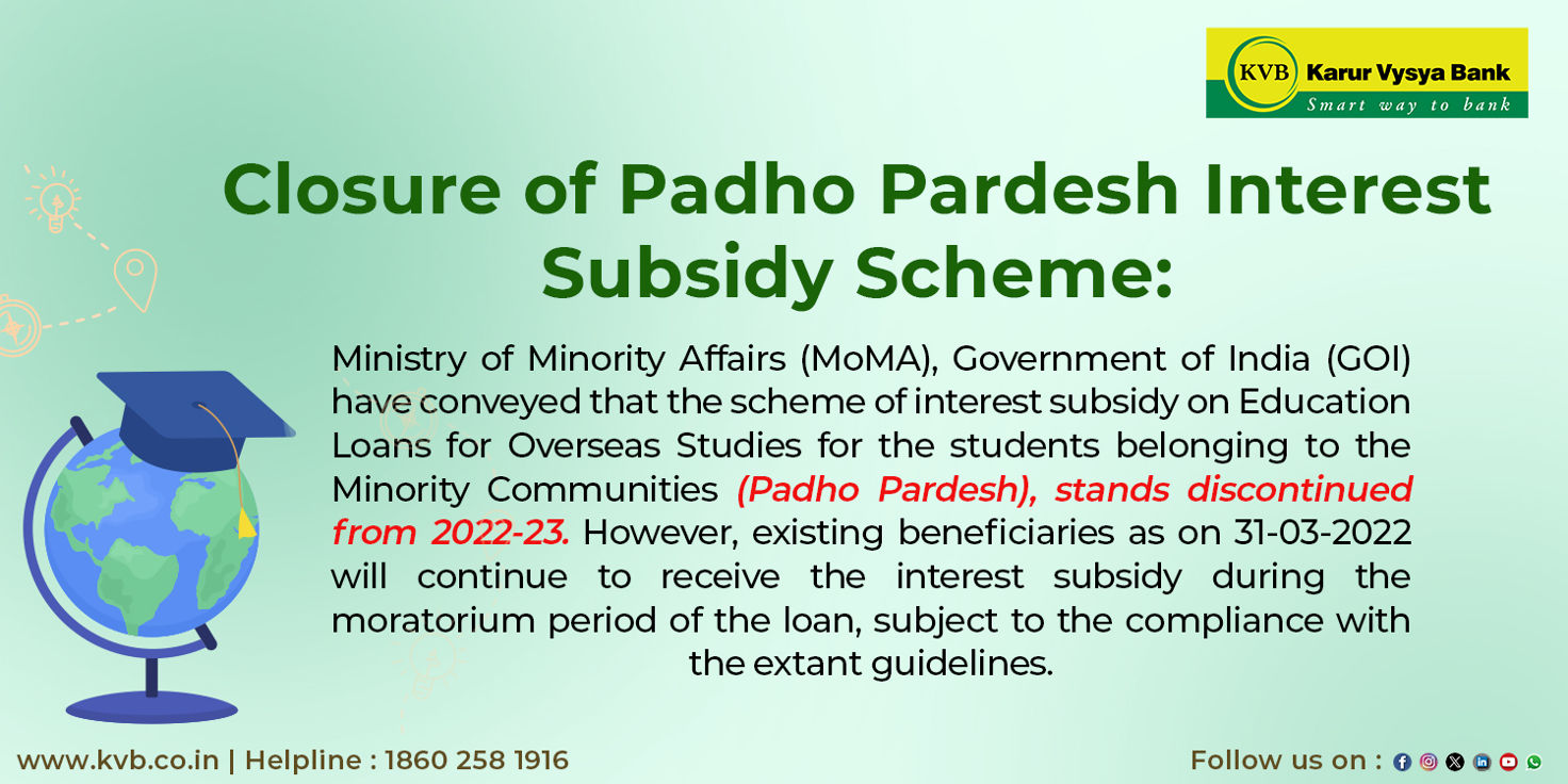 Padho Pardesh Interest Subsidy Scheme